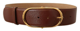 Dolce & Gabbana Brown Leather Gold Metal Oval Buckle Belt -   -  Dolce & Gabbana.